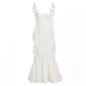 Zimmermann Petal Appliqué Linen-Silk Corset Gown Size Zimmermann 2